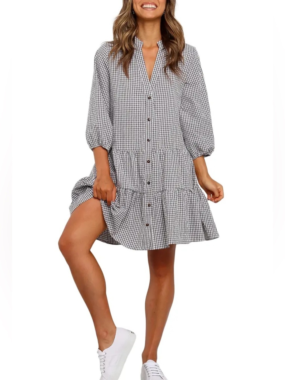 Petal & Pup Daria Print Dress black/white Color gingham print Size small/medium